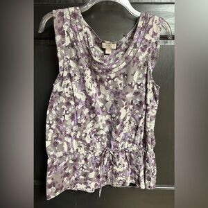 Ann Taylor LOFT Sleeveless Top Gray & Purple Beaded Neckline Women’s Size M